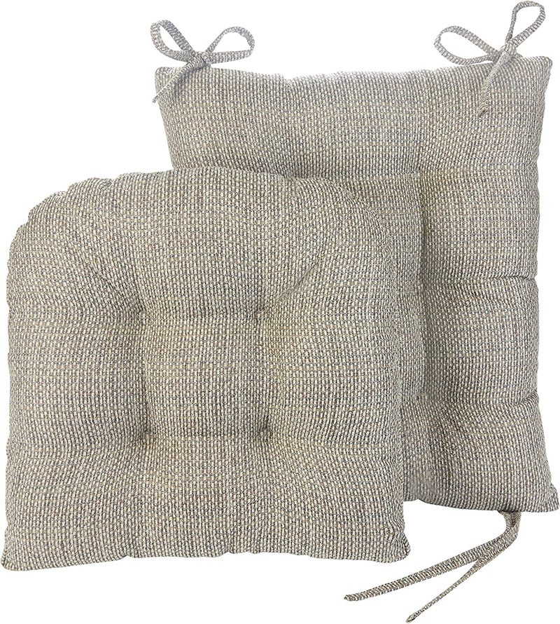 Klear Vu Omega Non-Slip Rocking Chair Cushion Set, Assembled in USA, Thick Padding & Tufted Design, Includes Seat Pad & Back Pillow with Ties, 17x17 Inches, 2-Piece Set, Tyson Natural - Image 2